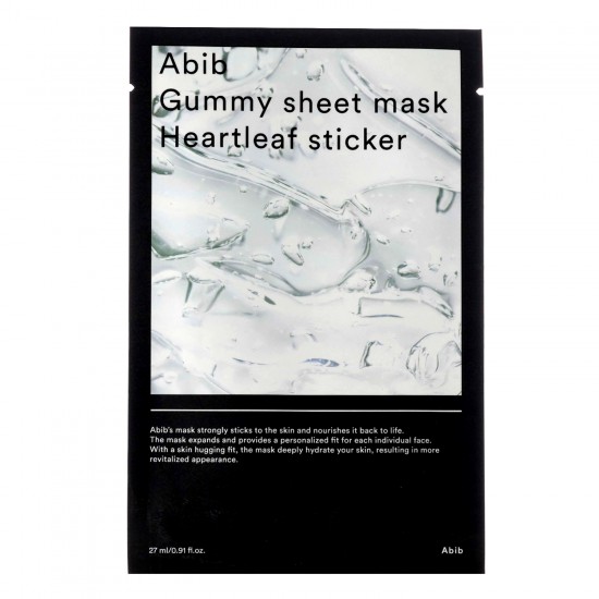 ABIB GUMMY SHEET MASK HEARTLEAF STICKER VEIDO KAUKĖ - 27ml