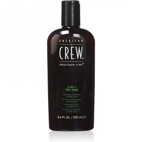 . American Crew 3-in-1 šampūnas, kondicionierius ir kūno prausiklis su arbatmedžiu, 250 ml . American Crew 3-in-1 šampūnas, kondicionierius ir kūno prausiklis su arbatmedžiu, 250 ml