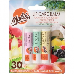  Malibu Sun SPF 30 Lip Balm Sunscreen Watermelon, Mint and Vanilla – 3x12 ml