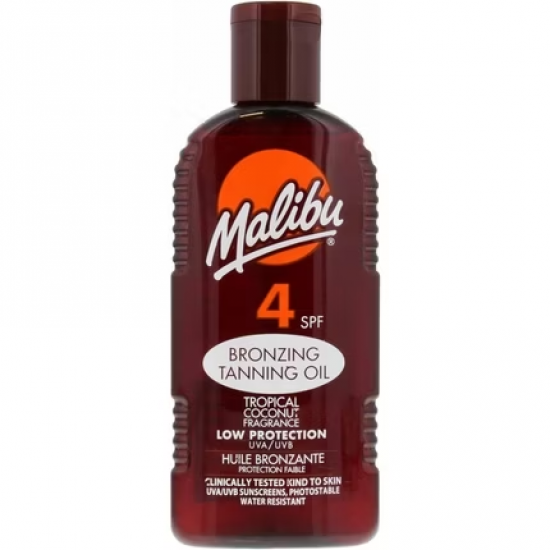 Malibu Įdegio aliejus SPF4, atsparus vandeniui, 200 ml