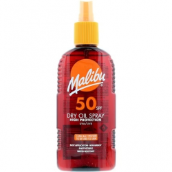 Malibu Sausas aliejus įdegiui SPF50, atsparus vandeniui, 200 ml
