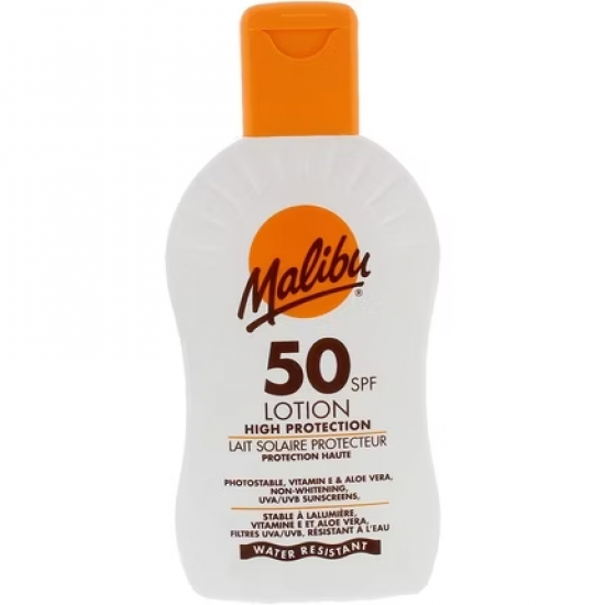 Malibu Saulės kremas SPF50 su vitaminu E ir alaviju, 200 ml