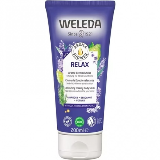 WELEDA Aroma Relax raminamasis kreminis prausiklis kūnui 200 ml